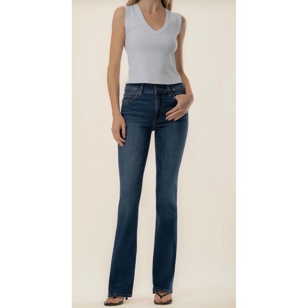 KUT from the Kloth Natalie High Rise Fab Ab Bootcut Jeans Allied Wash Blue 10